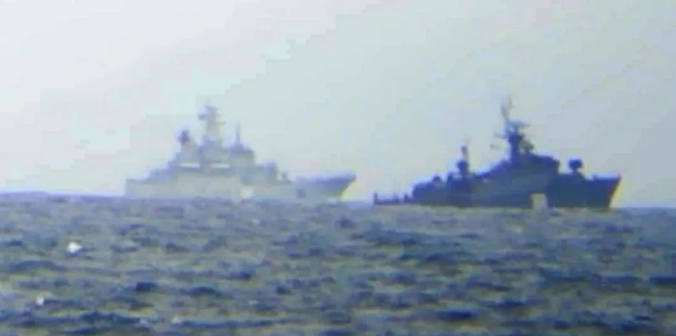 Pollock fishermen spotted 5 warships and two submarines.