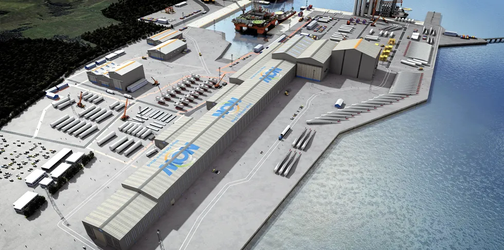 CGI of future Nigg offshore wind tower factory in Scotland