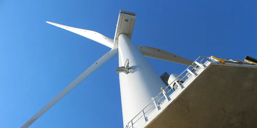 Larger turbines like this MHI Vestas 8MW machine at Burbo Bank Extension are helping the UK sector cut costs