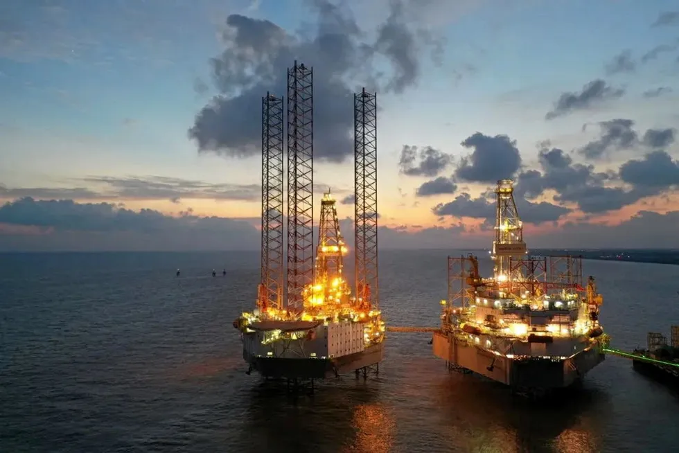 Chartered: jack-up SinoOcean Guozhi (left) will soon start work offshore China