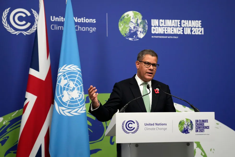 Climate pact: Alok Sharma, president of the COP26 climate summit, gestures during a press conference at the end of the summit in Glasgow.