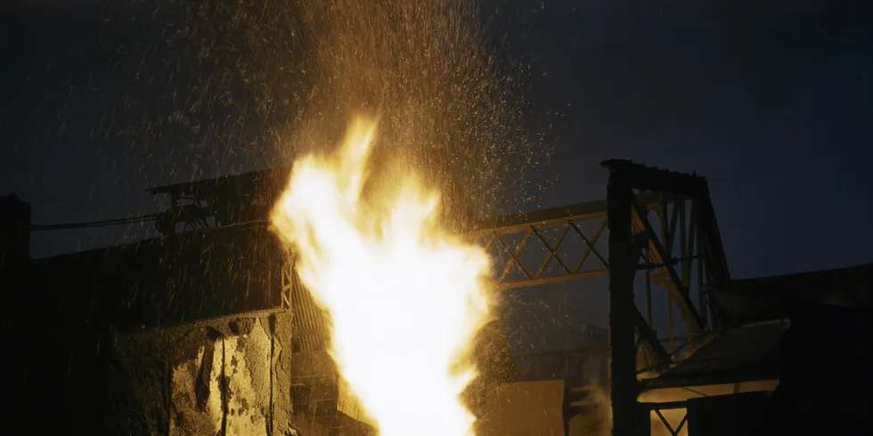 Molten iron blown in a steel mill in Youngstown, Ohio, in 1941. The US steel industry is currently unable to meet the demands of the offshore wind industry, report says