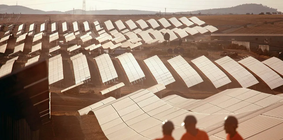 Workers on the 500MW Núñez de Balboa project, the largest PV plant under construction in Europe