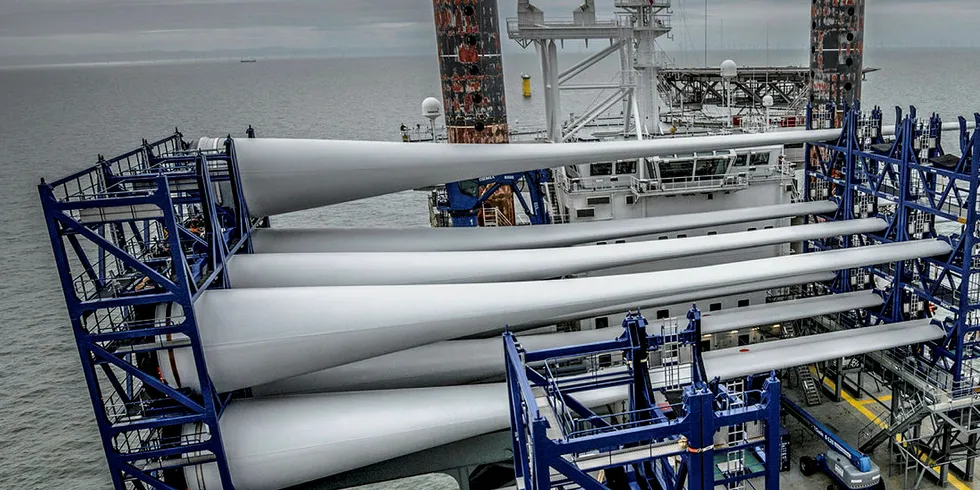 MHI Vestas turbines going up at sea.