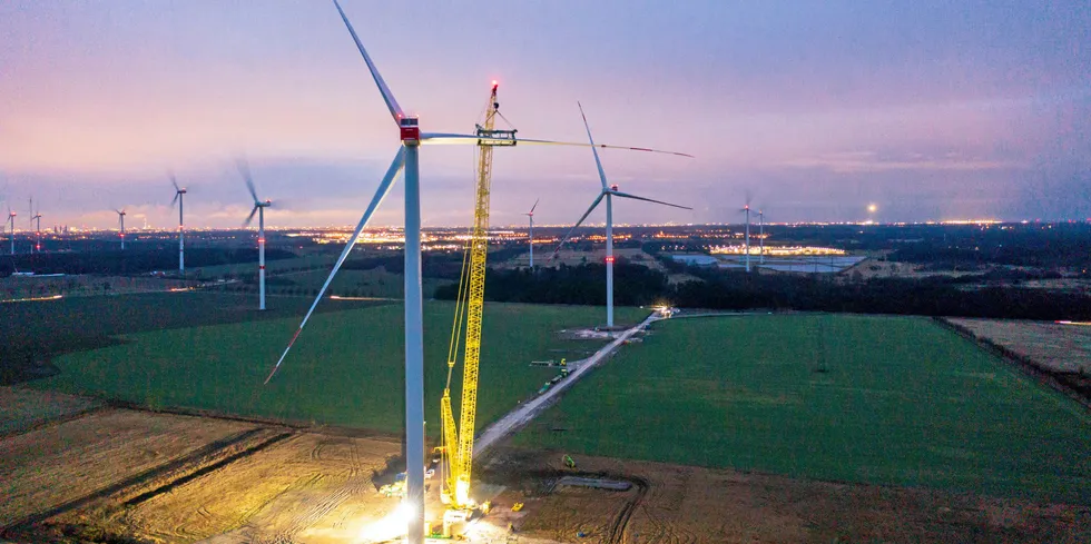 Construction of wind farm in Großbeeren near Berlin with Nordex turbines