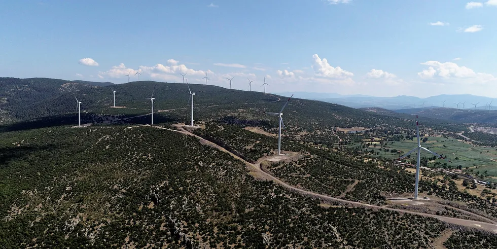 Wind farm in Turkey with GE Renewables turbines.