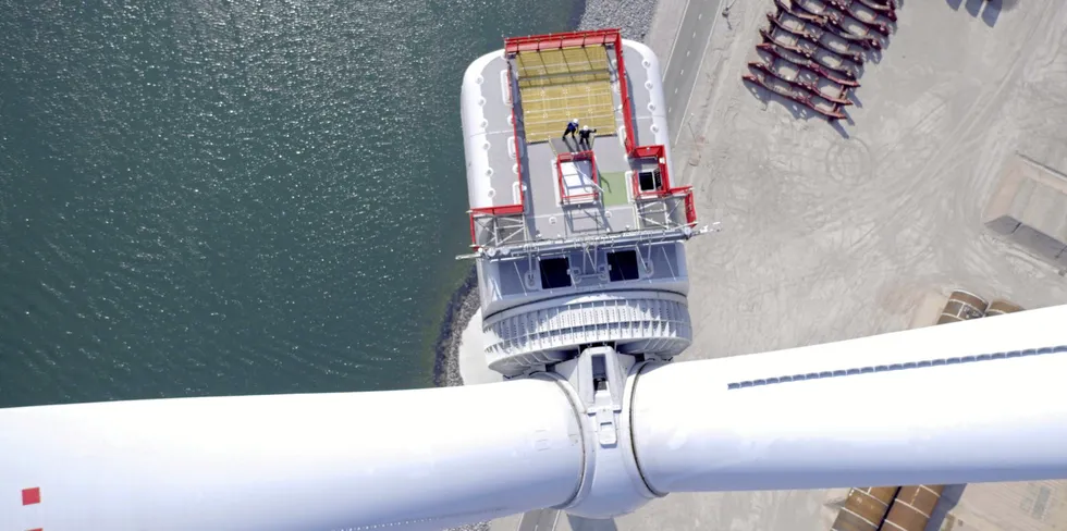 GE's Haliade-X offshore wind turbine prototype in Rotterdam.