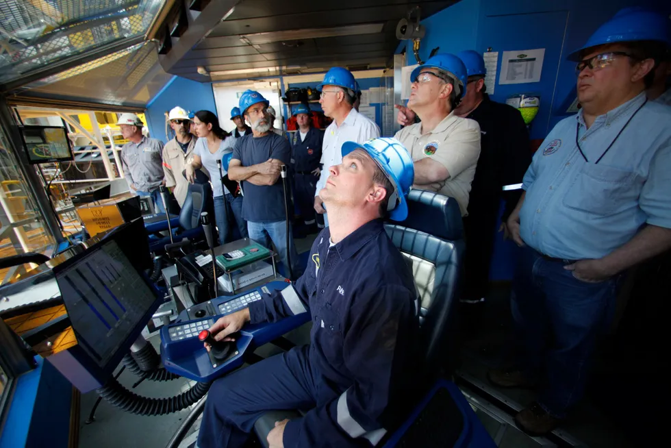 Looking up: In the control room of a drilling rig in the US Gulf of Mexico. Hope has returned to the oil and gas exploration sector.