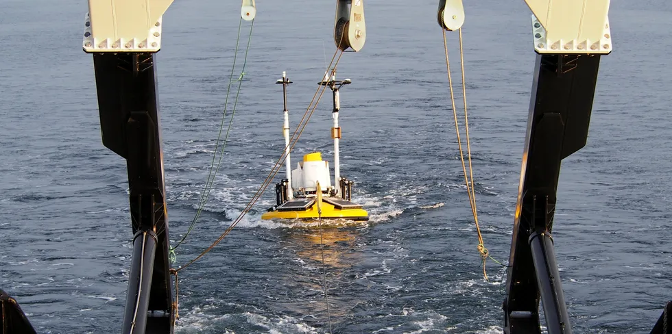 Atlantic Shores data buoy being tested before deployment