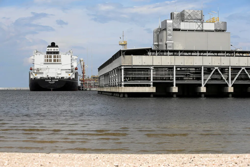 Receiving: the LNG tanker Clean Ocean pictured during the first delivery of LNG from the US to the terminal in Swinoujscie, Poland, in 2017.