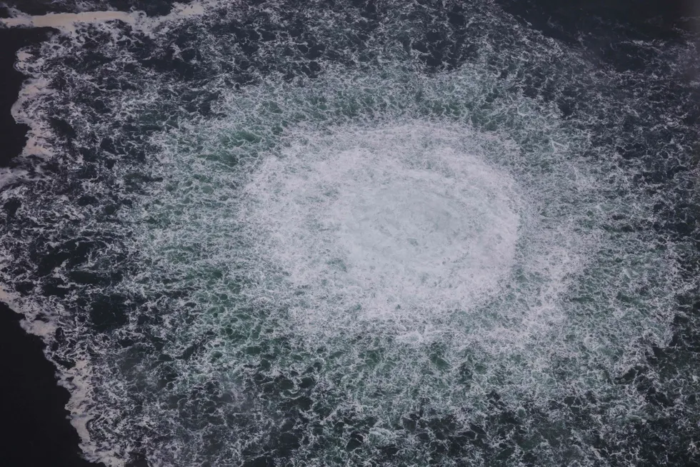 Damage: aerial photo of the effect of pressurised gas escaping from the Nord Stream 1 pipeline.