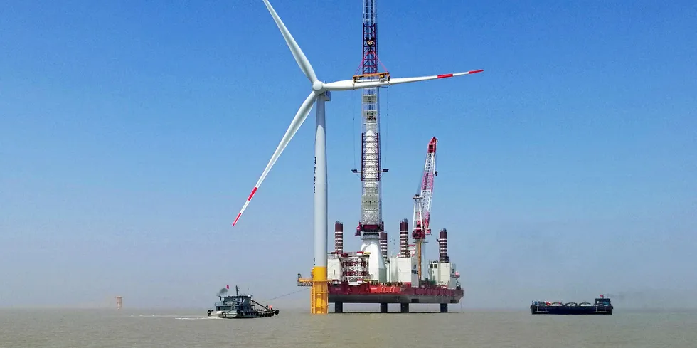 Siemens turbine being installed at SPIC Binhai North H2 400 MW Project by State Power Investment Corp
