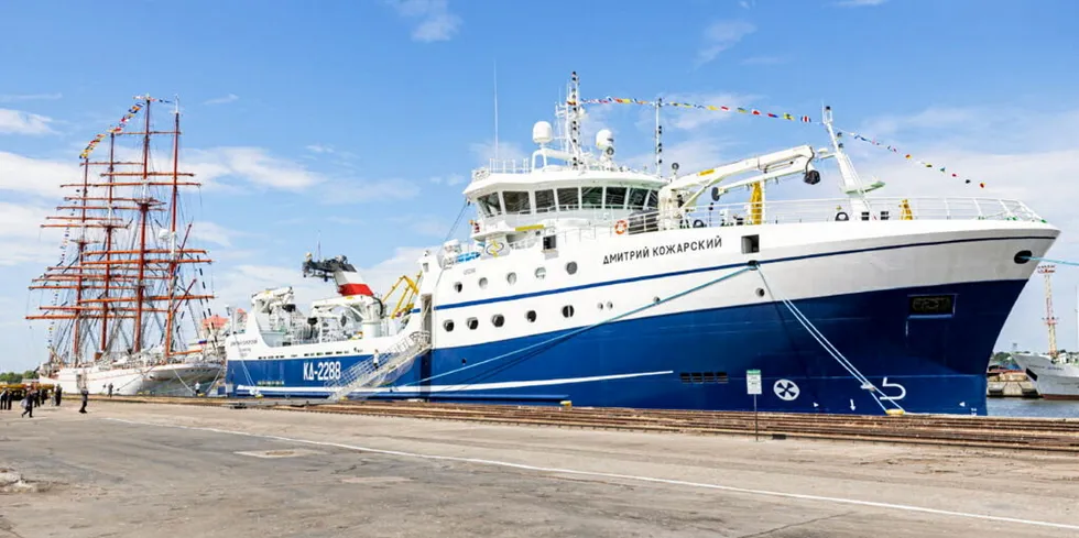 The Dmitry Kozharskiy is an 80-meter trawler based and will carry 46 crewmembers.
