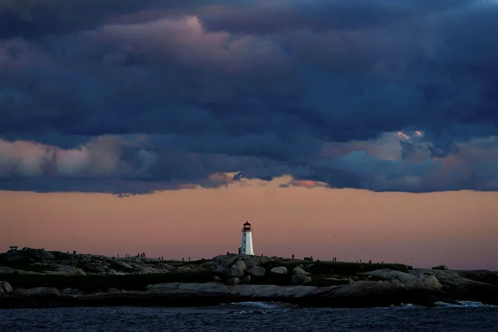 Pieridae problems: dark clouds gather over Peggy's Cove lighthouse in Nova Scotia, the Canadian province where the Goldboro LNG pant is due to be built