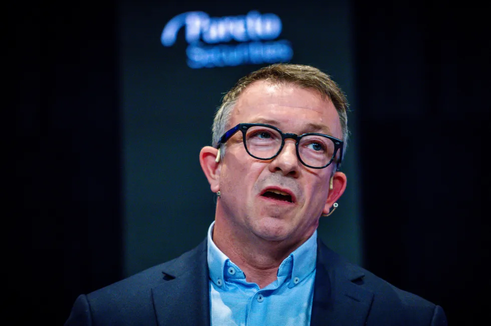Aker BP chief executive Karl Johnny Hersvik at the recent Pareto Securities energy conference in Oslo