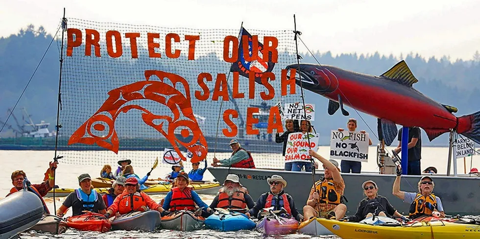 Wild Fish Conservancy is an NGO with strong opposition to netpen salmon farming in Washington state's Puget Sound.