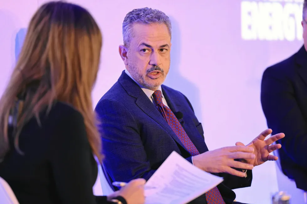 Libya National Oil Corporation chairman Farhat Bengdara speaking at IE Week 2024 in London.