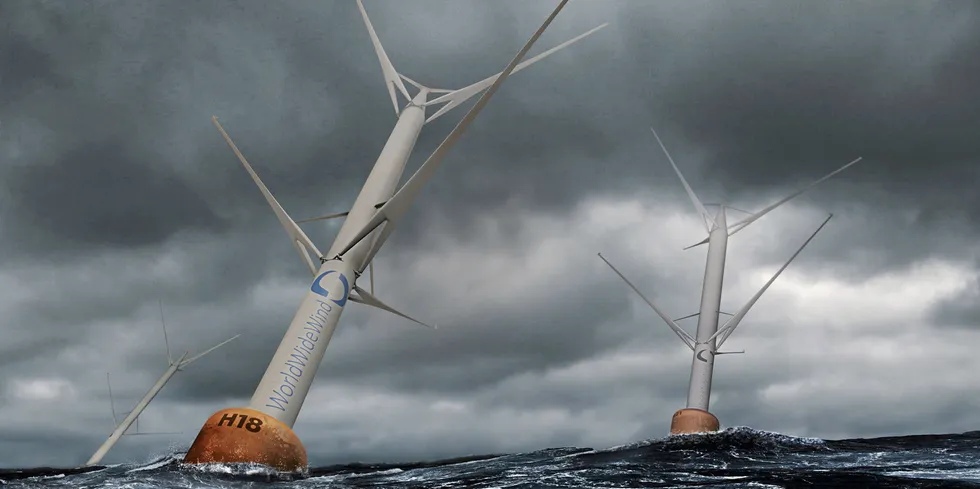 World Wide Wind's contra-rotating rotored floating wind design