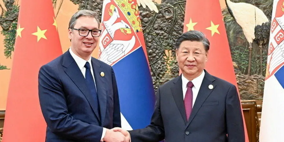 China's President President Xi Jinping meets his Serbian counterpart Aleksandar Vučić last year at a Belt and Road forum in Beijing.