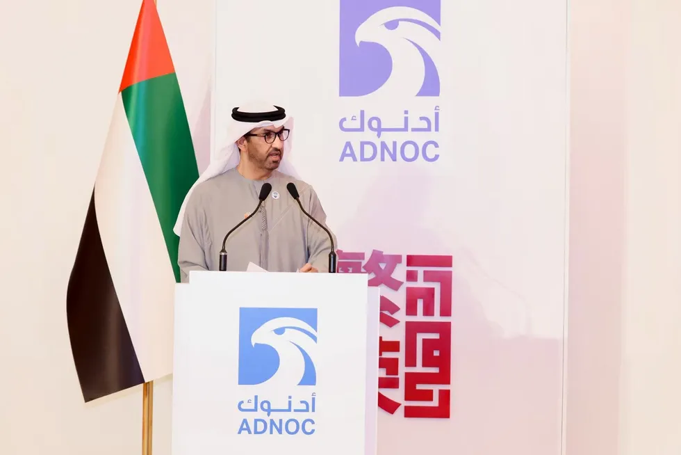 Adnoc chief executive, Sultan Ahmed Al Jaber, speaking at Adnoc's Beijing, China, office inauguration.