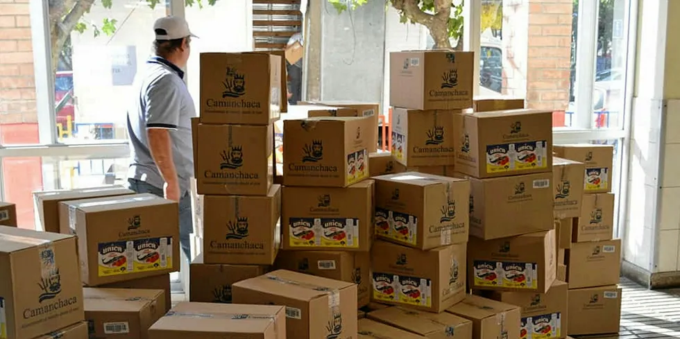 Camanchaca delivers mackerel to coastal communities.