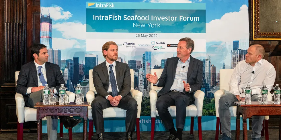 'A tragedy of the commons.' Feed executives Larry Feinberg (KnipBio), Allan LeBlanc (Calysta), Petter Johannessen (IFFO) and Matts Johansen (Aker BioMarine) discuss their financial conundrums.