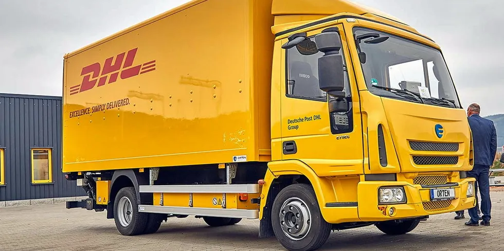 A German DHL truck converted to run on an electric battery by Orten.
