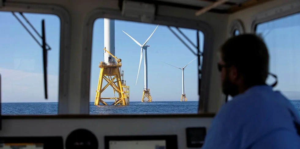 The five-turbine Block Island array off Rhode Island is the only US offshore wind project in operation