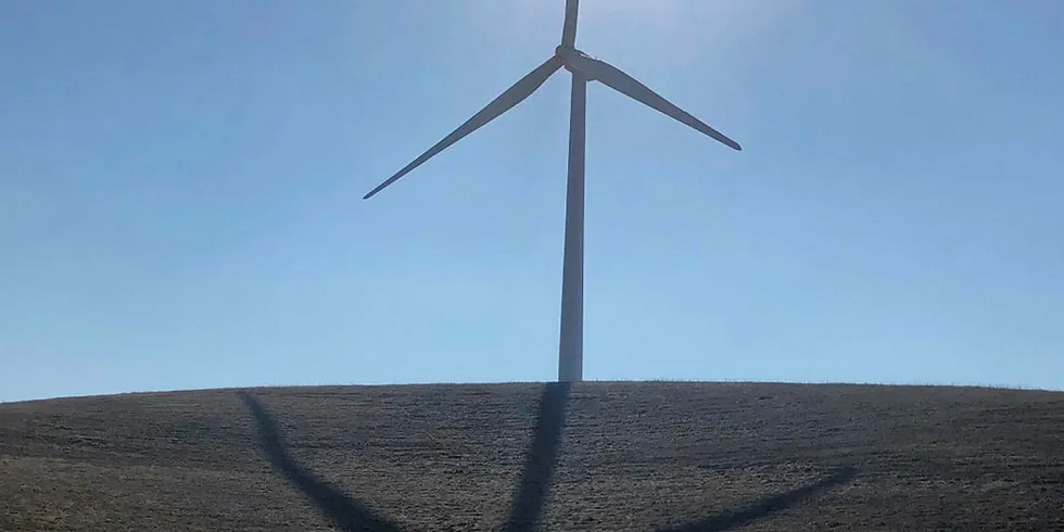 A turbine at a NextEra wind farm in California's Altamont Pass.