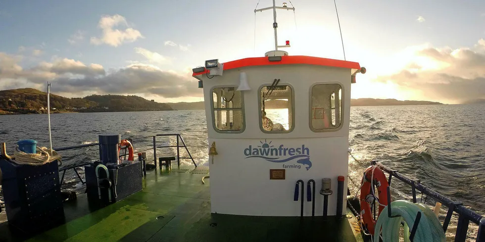 Dawnfresh Seafoods boat, the Falls of Lora in Loch Etive.