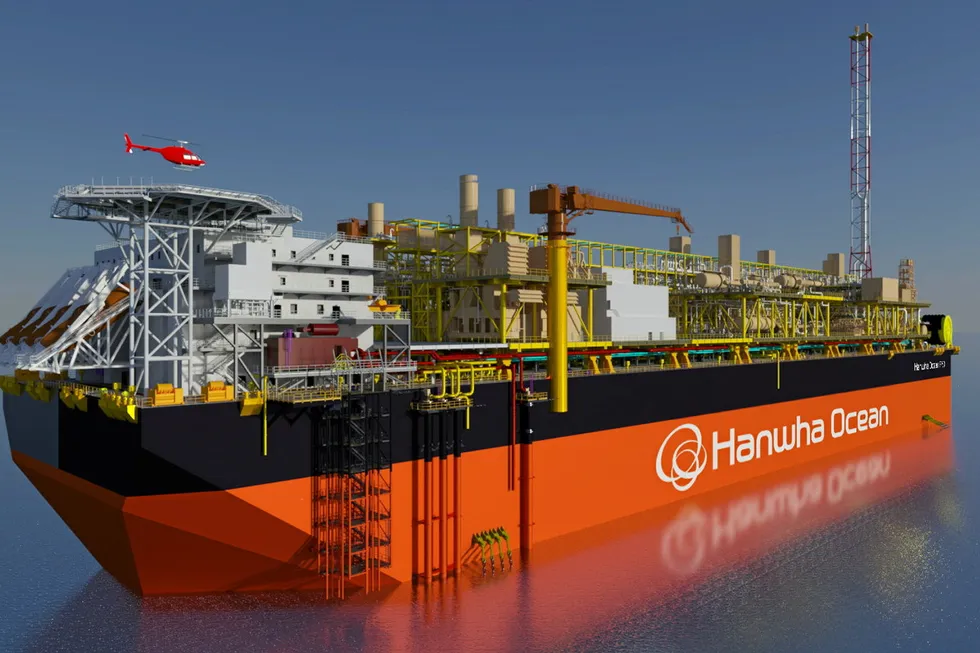 Illustration of Hanwha Ocean Standard FPSO design.