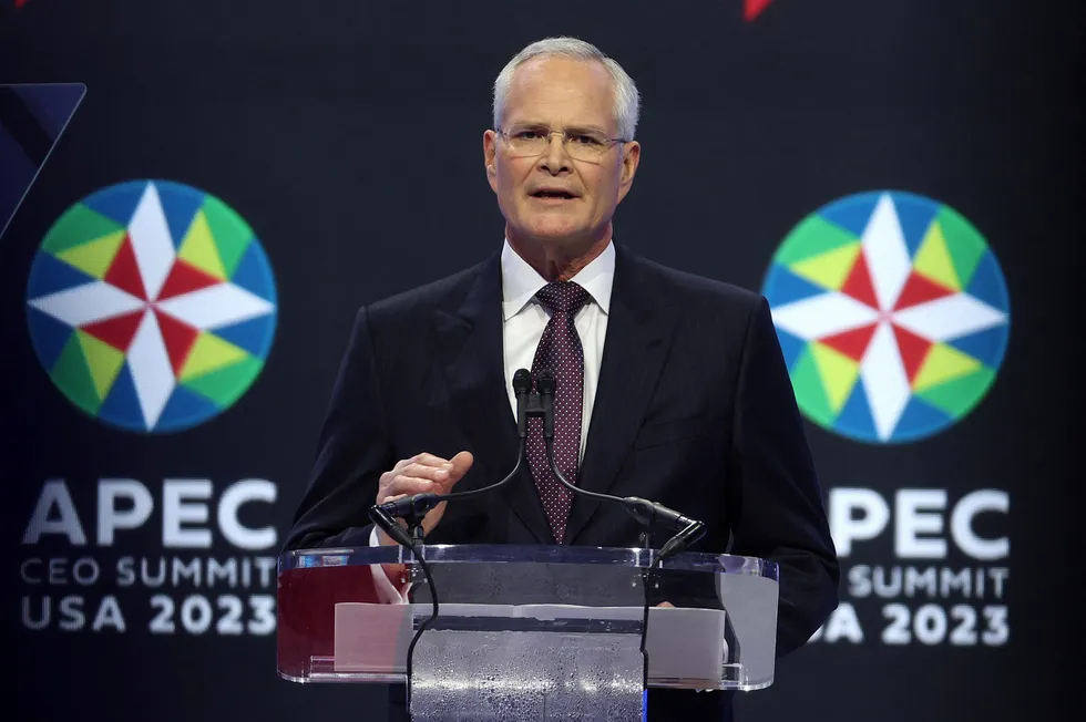 At the helm: ExxonMobil chief executive Darren Woods.