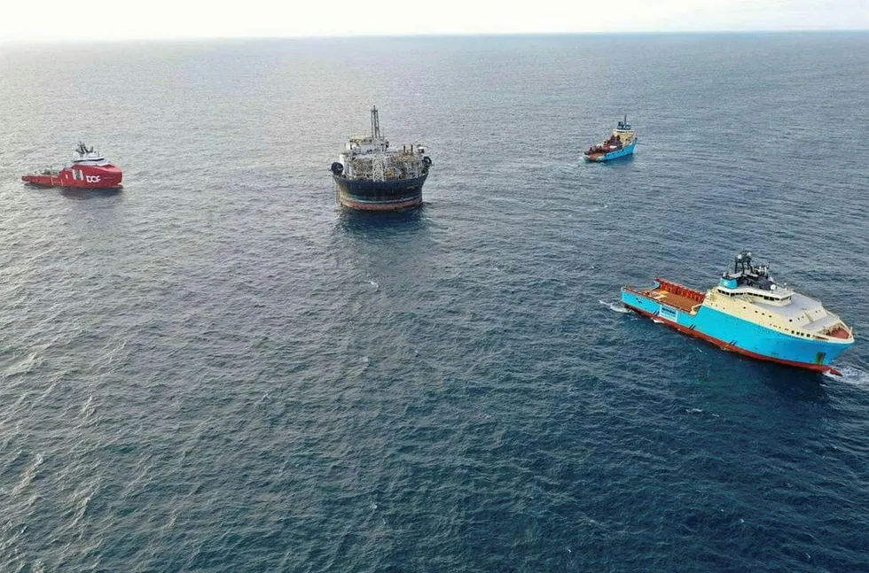 Moving on: the Voyageur Spirit FPSO leaving the Huntington field in the UK North Sea on 27 July