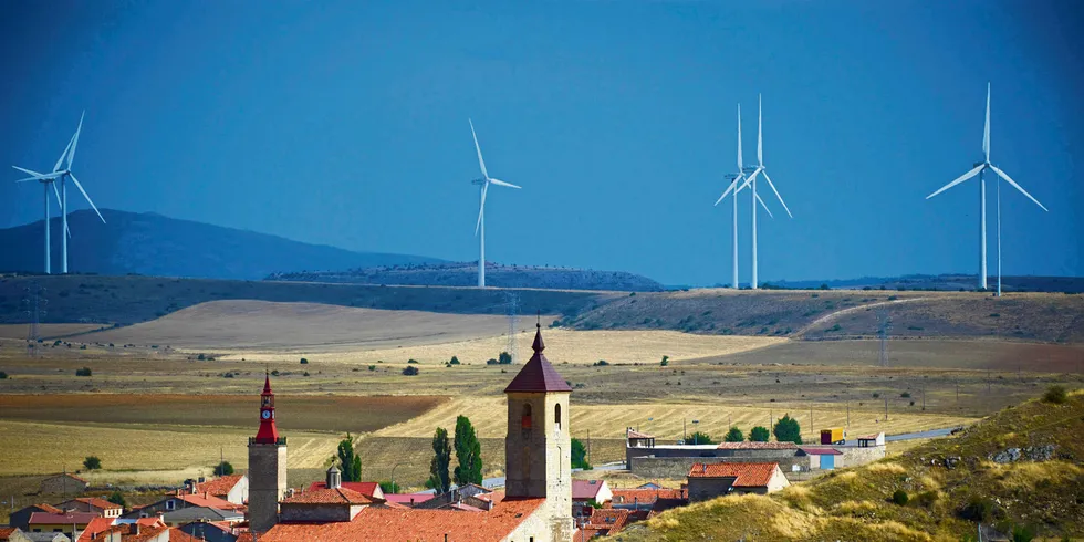 Turbines outside the town of Maranchón, central Spain
