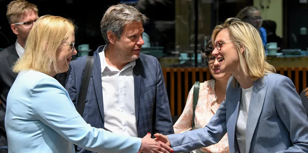 Anna Moskwa (l) (Minister for Climate and Environment, Poland), Robert Habeck (m) (Federal Minister for Economic Affairs and Climate Action, Germany), Agnès PANNIER-RUNACHER (r) (Minister for Energy Transition, France) at EU Energy Council in Luxembourg. FP image Photo by Guillaume Périgois on Unsplash
