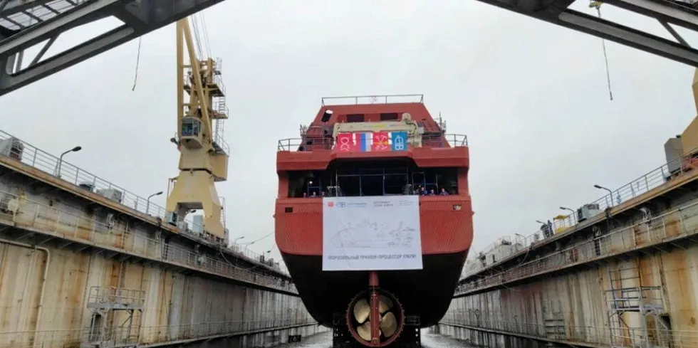 The Kapitan Tuzov is the fifth in a series of 10 factory trawlers ordered by Norebo at Severnaya Verf through the state investment quota program.