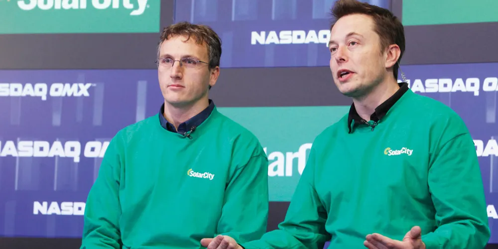 SolarCity’s Lyndon Rive, left, with his PayPal cousin, Elon Musk