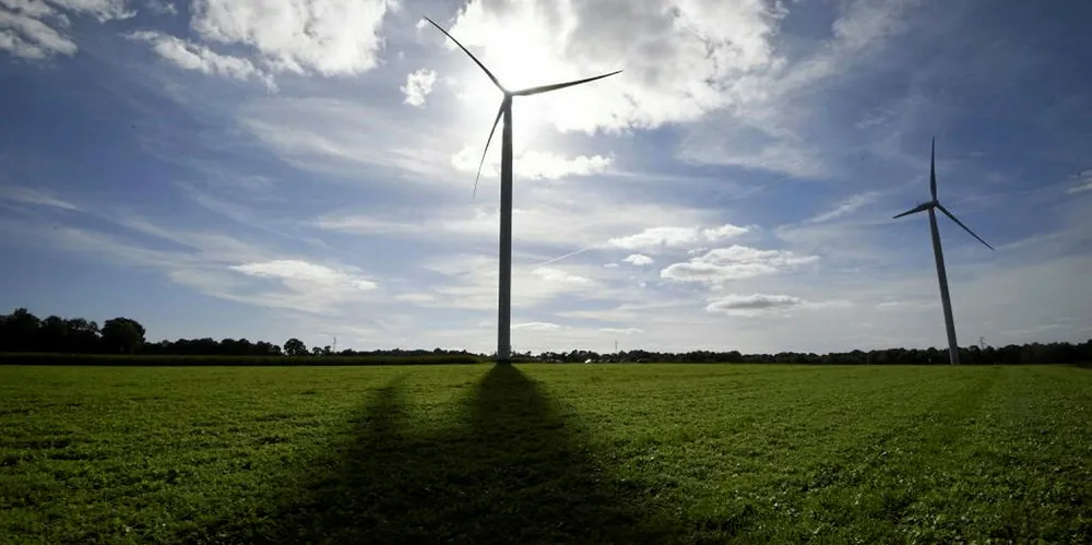Wind turbines in Radenac, western France.