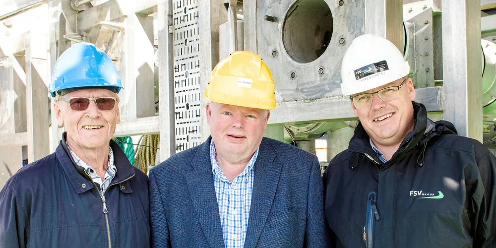 Arne Geirulv from Russian Aquaculture, Kristian Lillerud from Flatsetsund Engineering and Endre Brekstad from FSV Group.