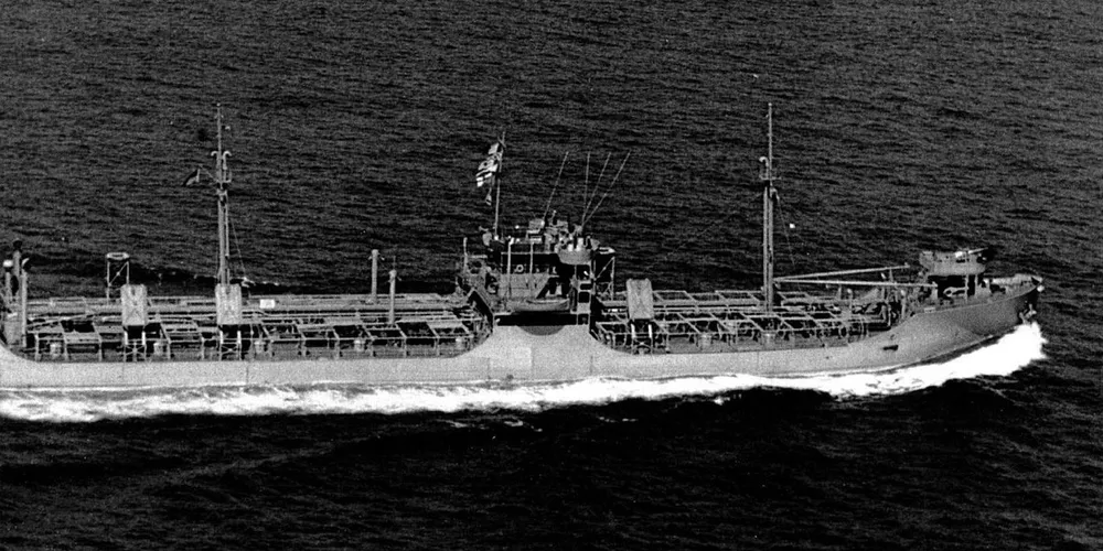 The Hat Creek tanker, seen here in 1943, was a US-built T2.