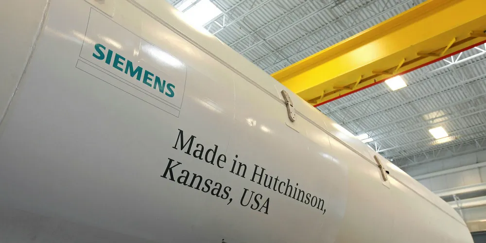 First nacelle manufactured at Hutchinson, Kansas, plant.