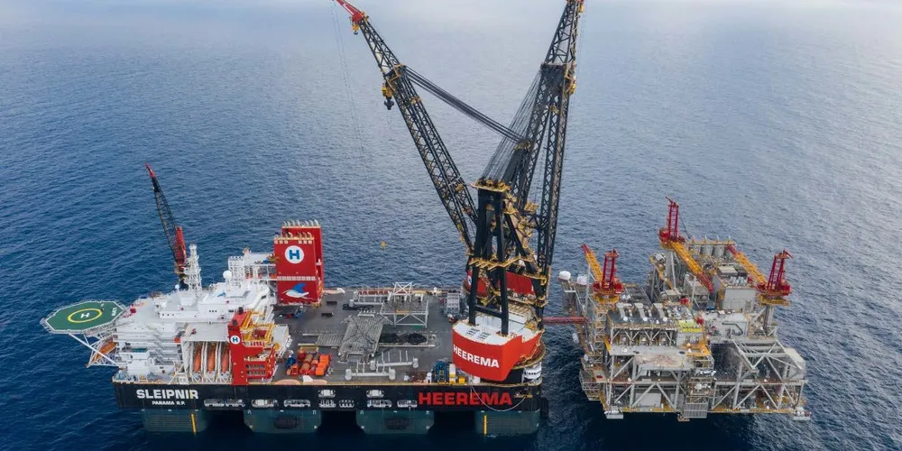 Heerema Marine Contractors' heavy-lift vessel Sleipnir at work on an offshore project.