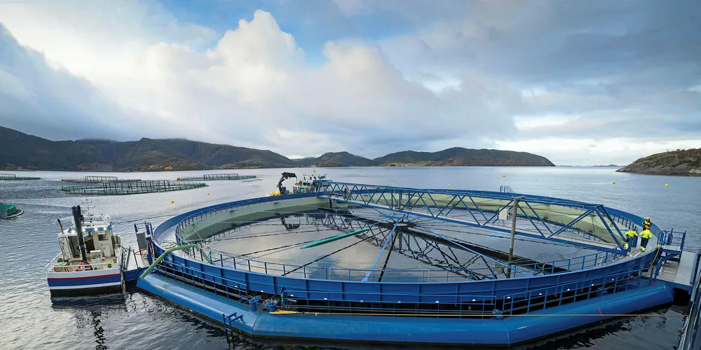 The Aquatraz cage in Eiterfjorden, Trøndelag, Norway.