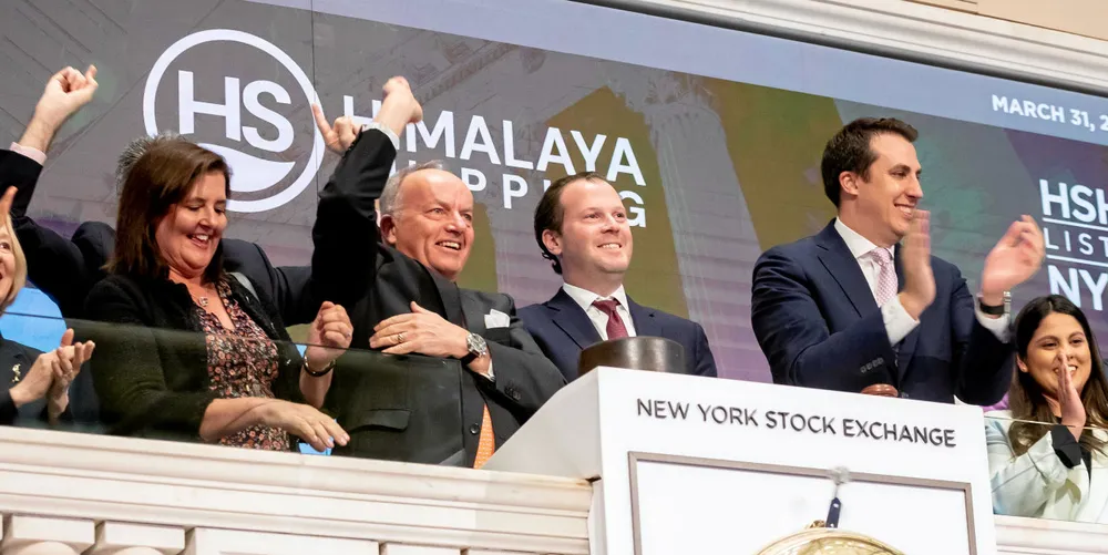 The team from Himalaya Shipping rang the opening bell at the New York Stock Exchange in March 2023, when the newcastlemax owner completed its IPO in the city. CEO Herman Billung is pictured second from left.