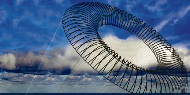 An early rendering of the 500MW 'power station', which is designed to hover more than 1km above the water