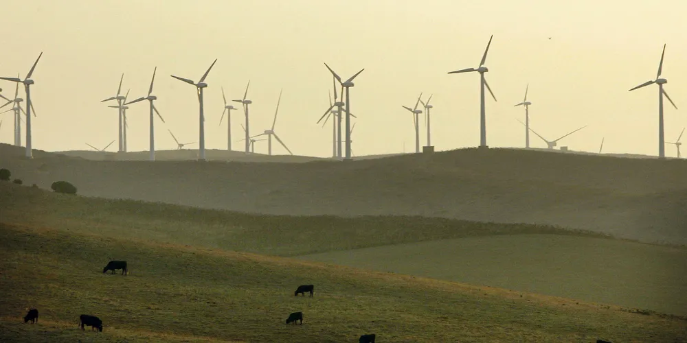 Wind turbines off the coast of Barbate, southern Spain.