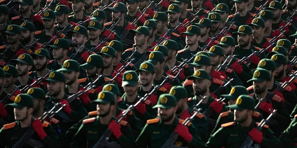 Members of Iran’s Revolutionary Guard on parade. Tensions between Iran and Israel have boiled over into open conflict this week.