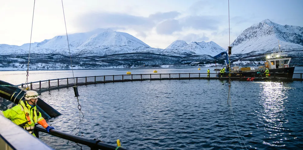Arbeiderpartiet mener det er riktig at noe av næringas svært sterke verdiskaping, går tilbake til vertskommuner og storsamfunnet. Bildet er fra Lerøy Årøyas oppdrettsanlegg i Lyngenfjorden.