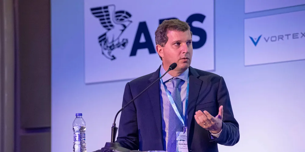 Ioannis Martinos, chief executive of Signal Group, speaks at the TradeWinds Shipowners Forum in Athens in June. It was part of Posidonia 2022.