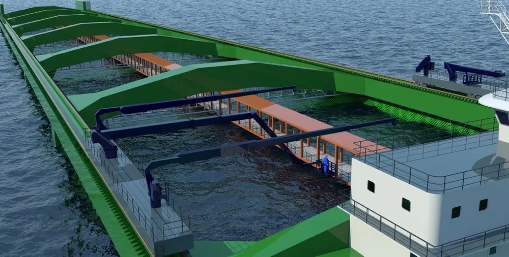 Nordlaks fikk avslag på søknaden om konsesjoner til "Havfarm"-koseptet. Illustrasjon: NSK Ship Design